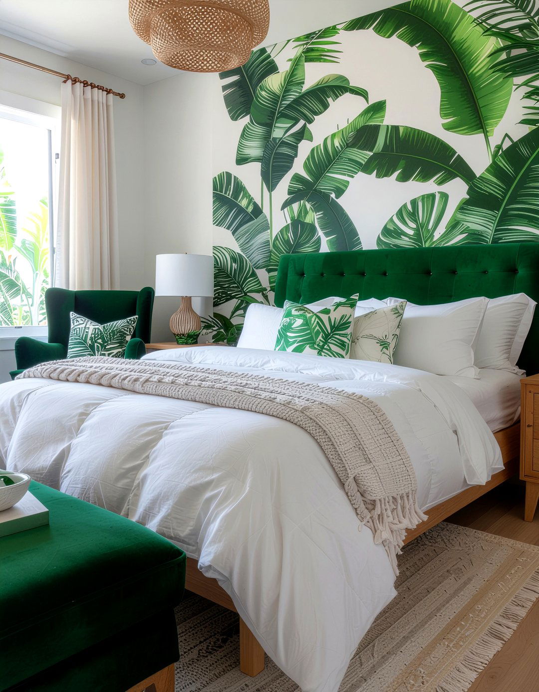 Tropical Print Bedroom - 30 beach house bedroom ideas