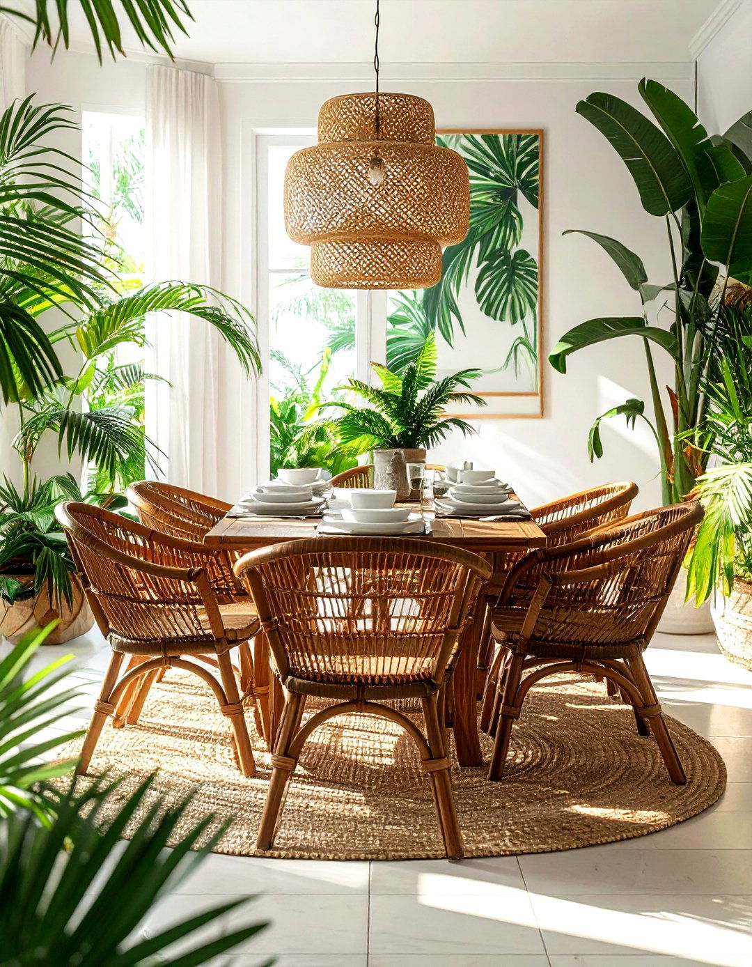Tropical Rattan Dining Room - 30 rattan dining room ideas
