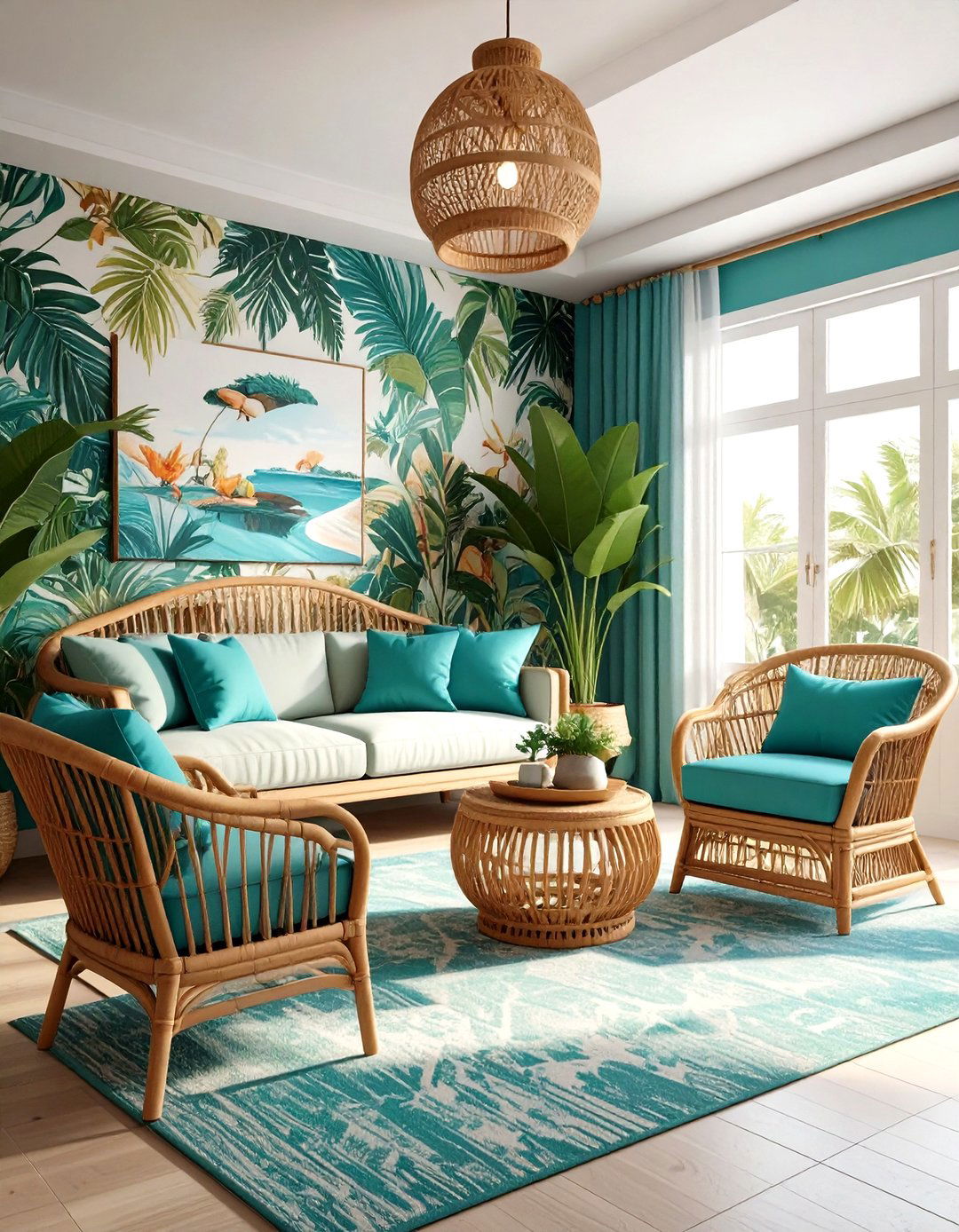 Tropical Style Room - 30 travel themed living room ideas