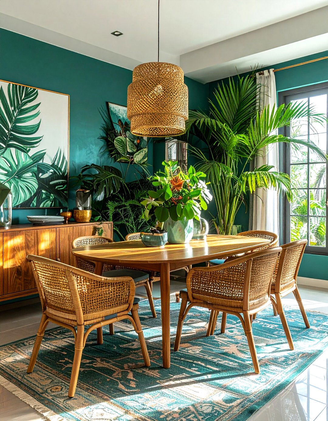 Tropical Teal Dining Room - 30 cool teal dining room ideas