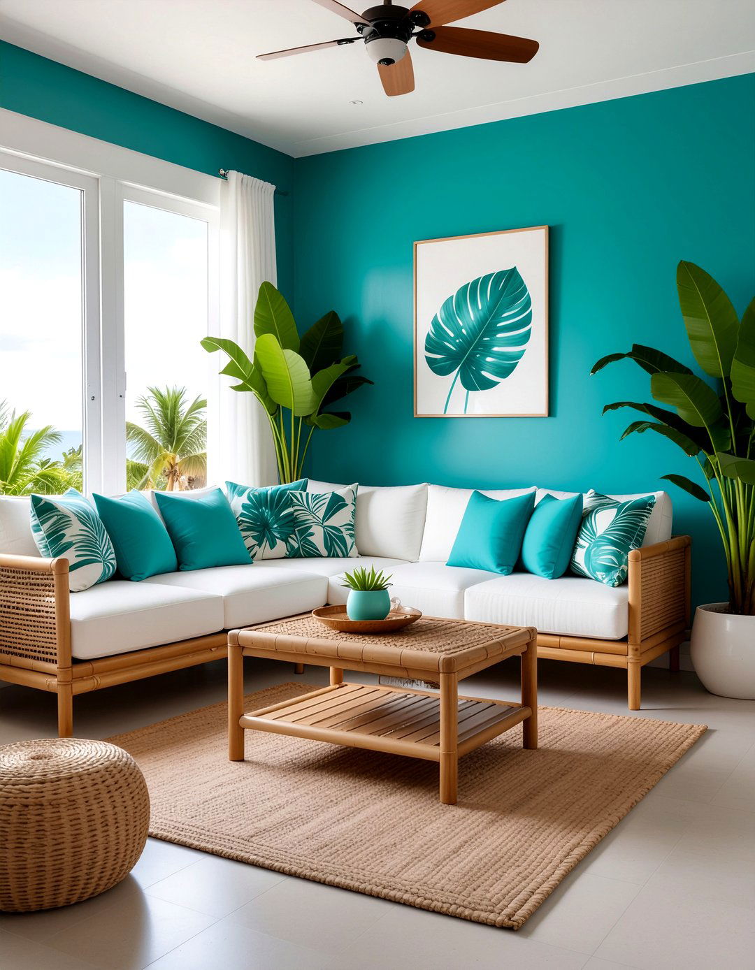 Tropical Teal Living Room - 30 teal living room ideas