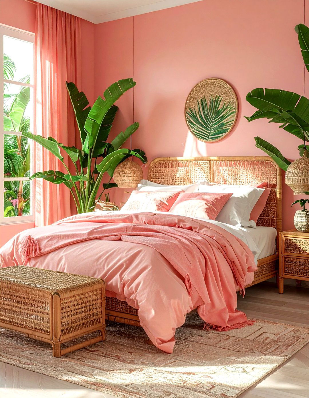 Tropical blush pink bedroom - 30 blush bedroom ideas