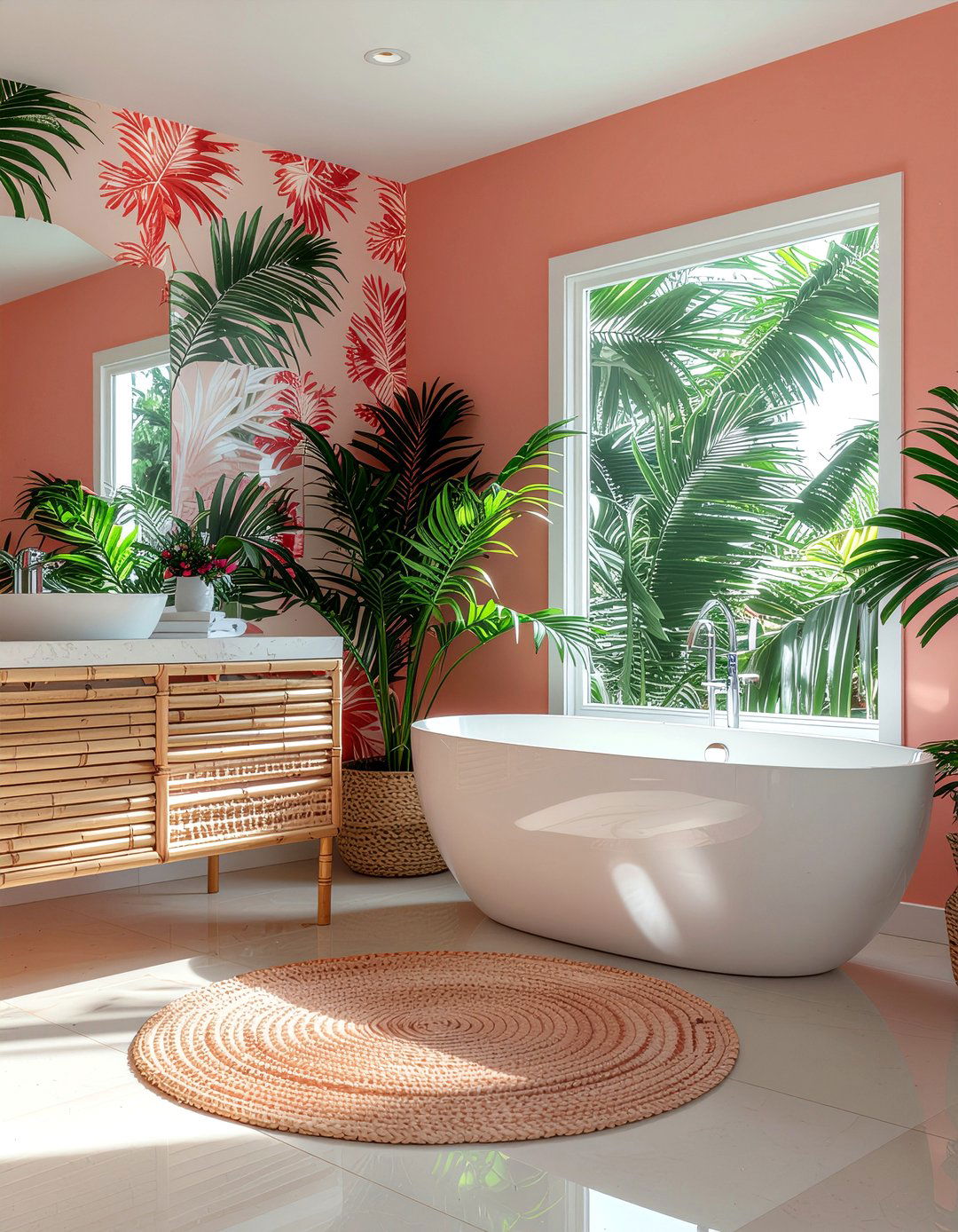 Tropical coral bathroom - 30 coral bathroom ideas