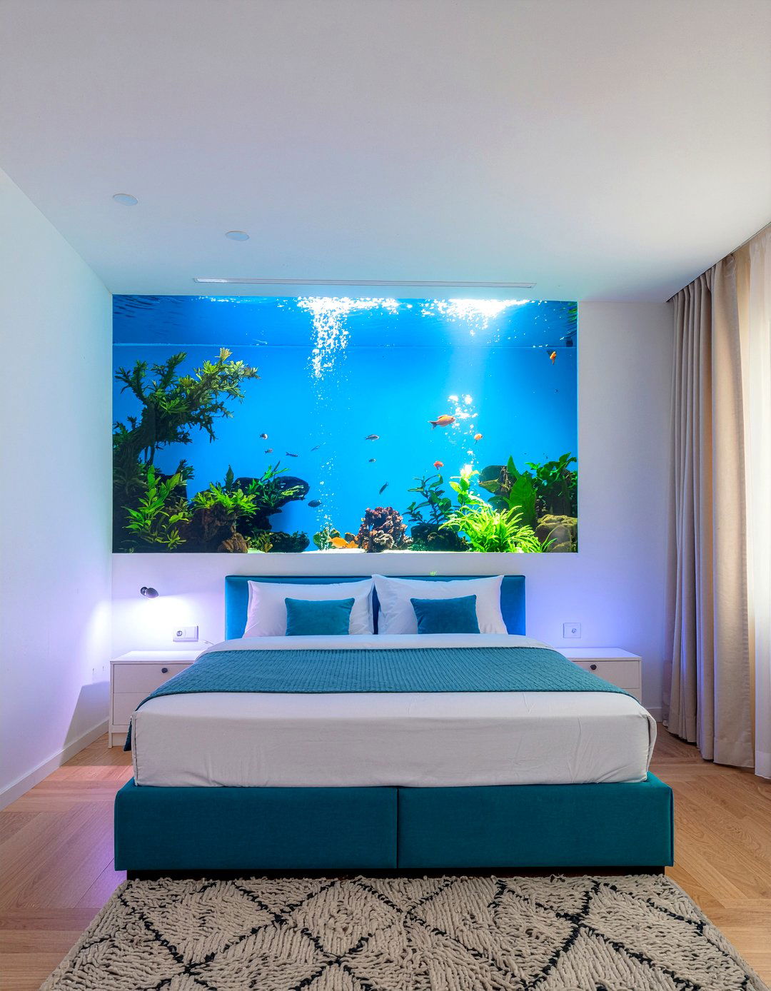 Tropical fish tank - 30 underwater bedroom ideas