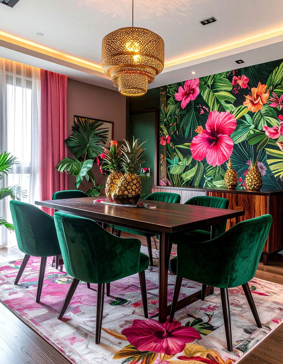 Tropical floral wallpaper dining room - 30 floral wallpaper dining room ideas
