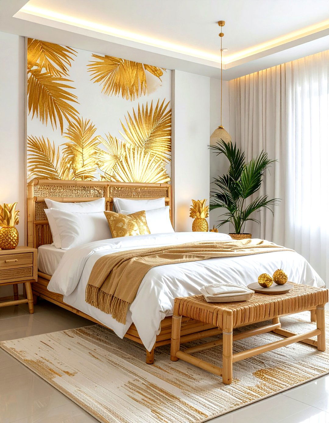 Tropical gold bedroom - 30 gold bedroom ideas