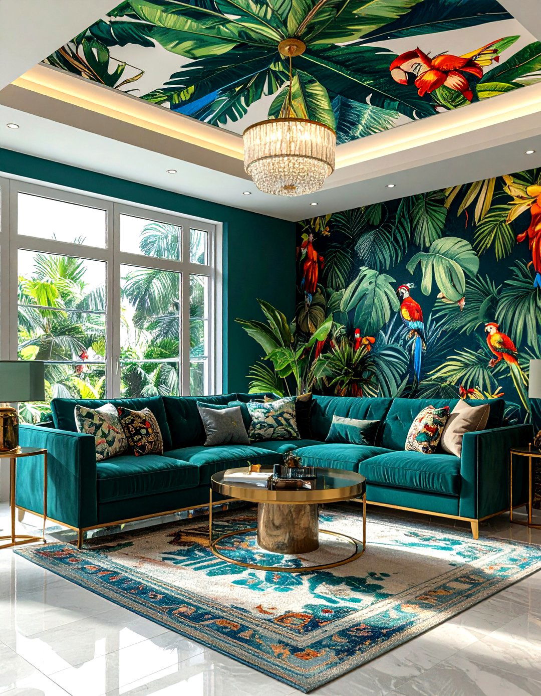 30 Trendy Living Room Ceiling Wallpapers to Elevate Style