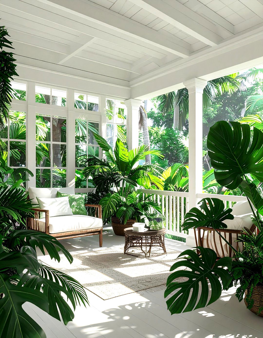 Tropical leaf plants - 30 screened porch decor ideas