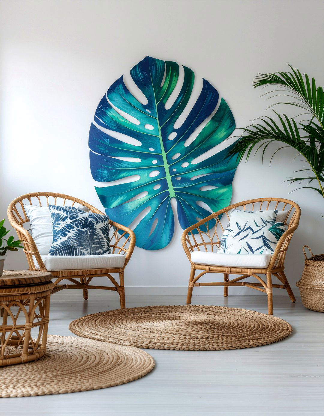 Tropical leaf wall stencil - 30 living room wall stencils