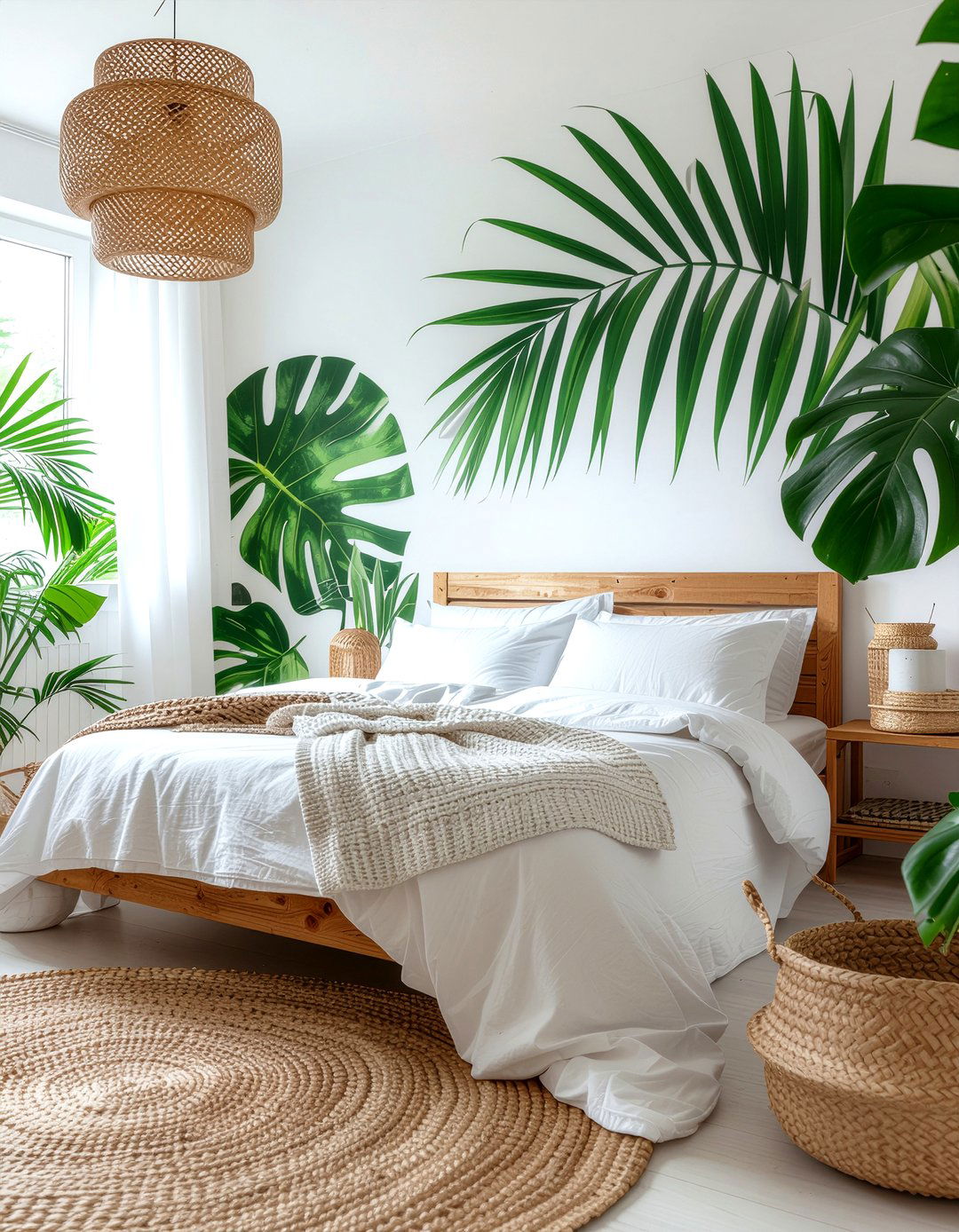 Tropical leaf wallpaper - 30 bedroom peel and stick wallpapers