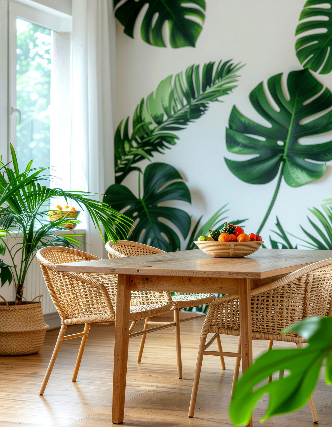 Tropical leaf wallpaper - 30 dining room wallpaper ideas