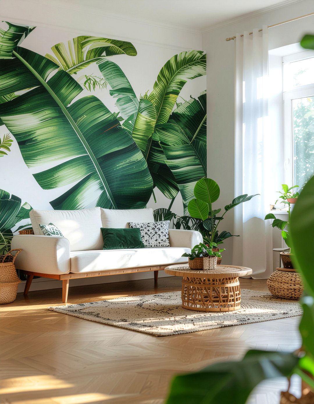 Tropical leaf wallpaper - 30 living room bold wallpapers