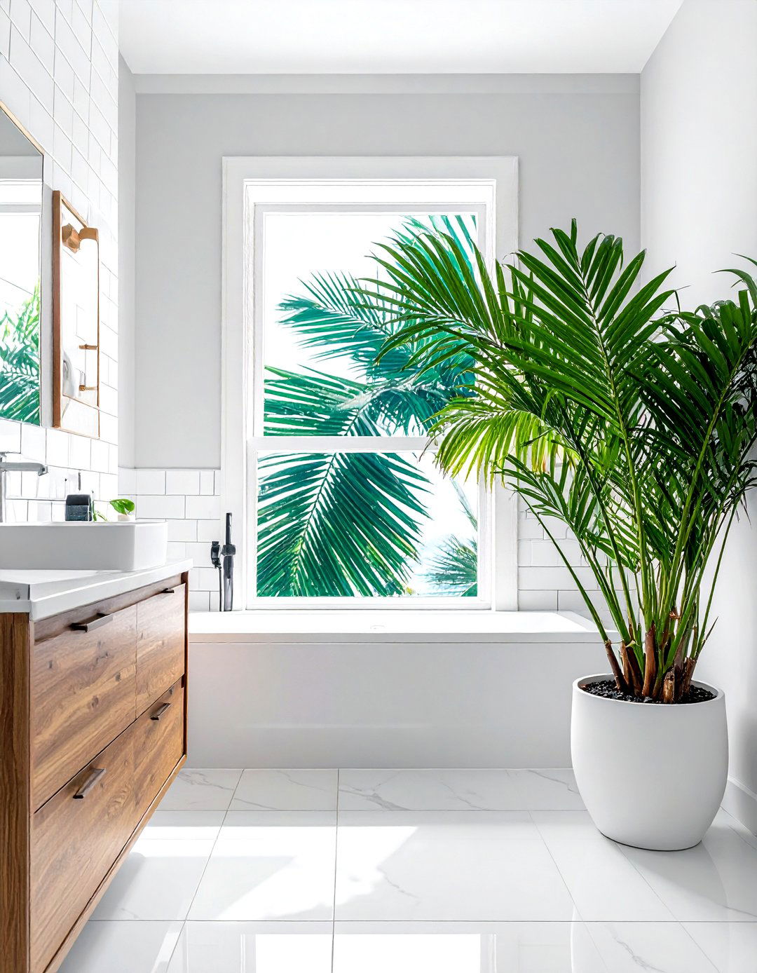 Tropical leaf window film - 30 bathroom window film ideas