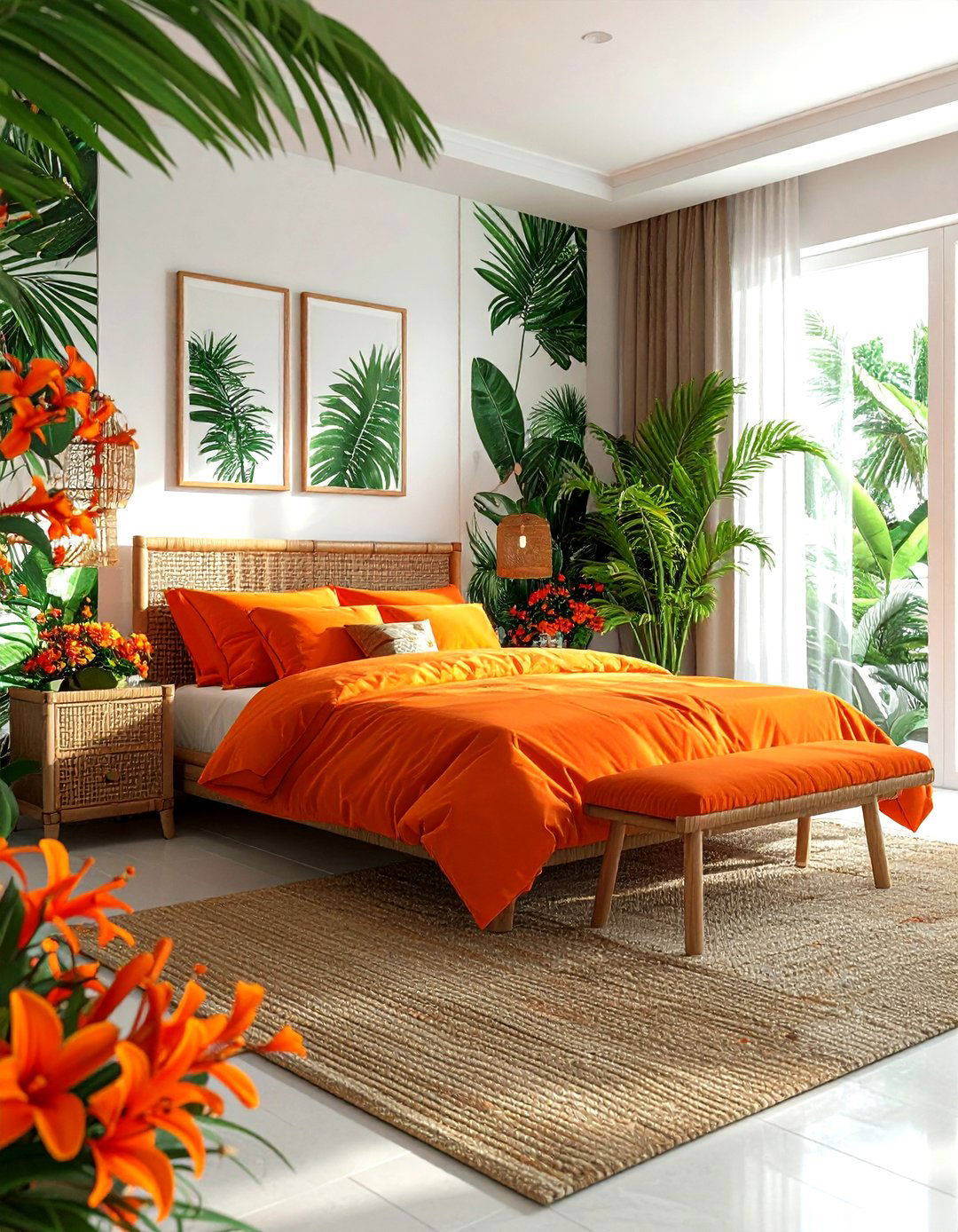 Tropical orange bedroom - 30 orange bedroom ideas