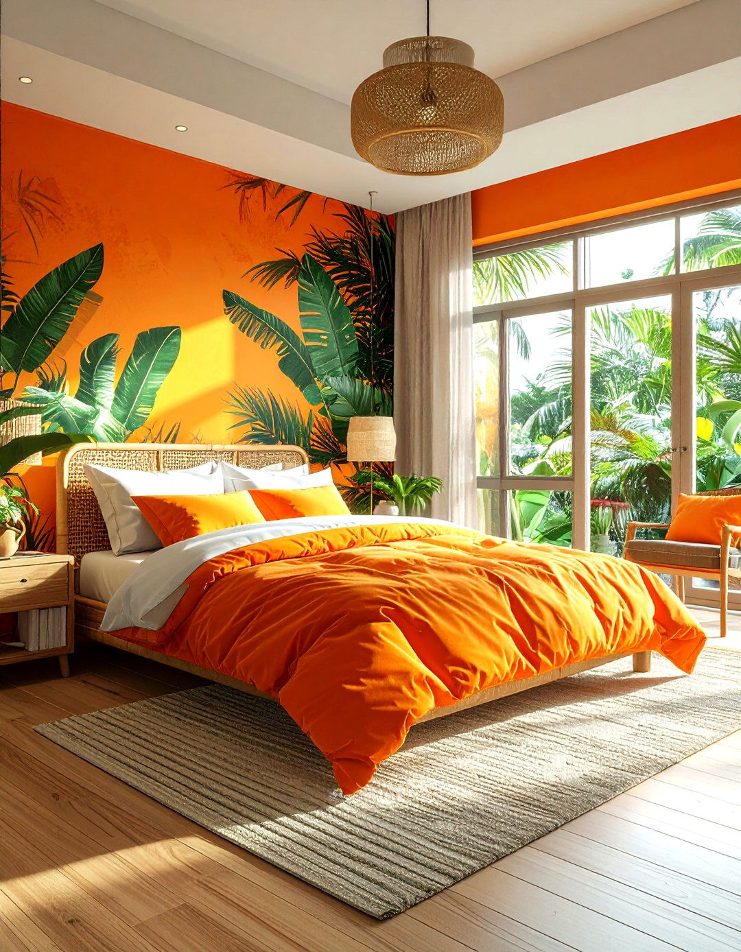 Tropical orange bedroom - 30 bright orange bedroom ideas