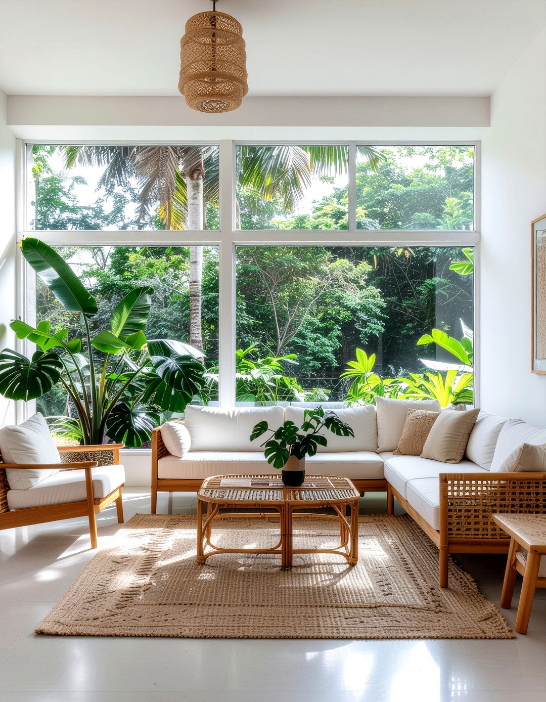 Tropical plant living room - 30 double height living room ideas