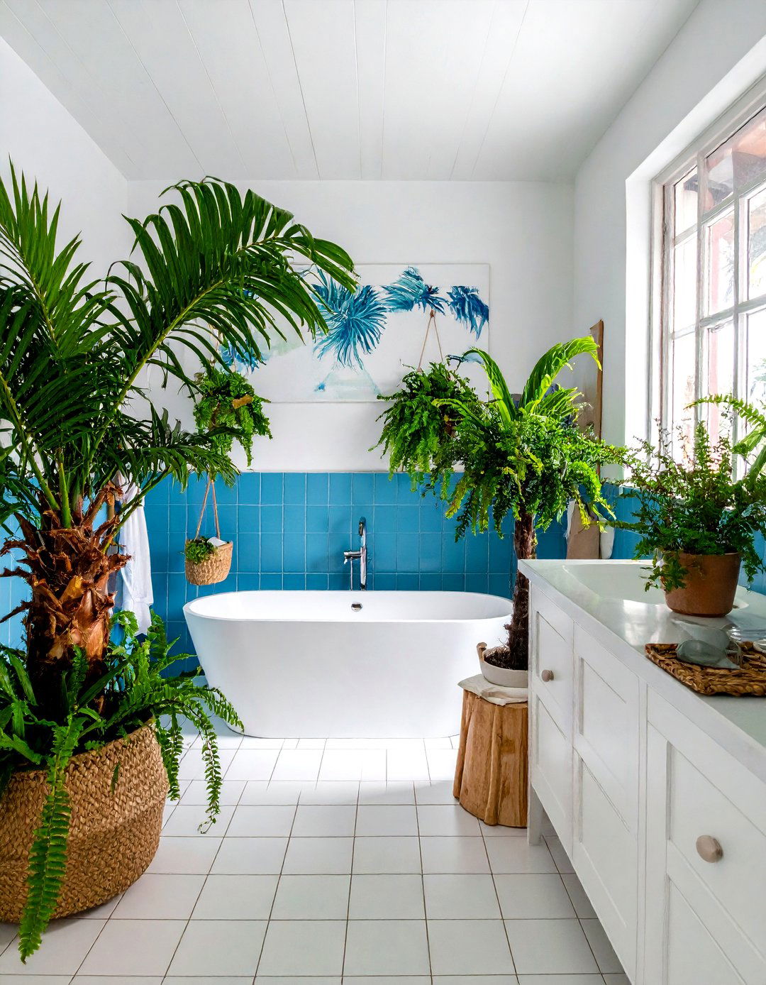 Tropical plants - 30 beach house bathroom ideas