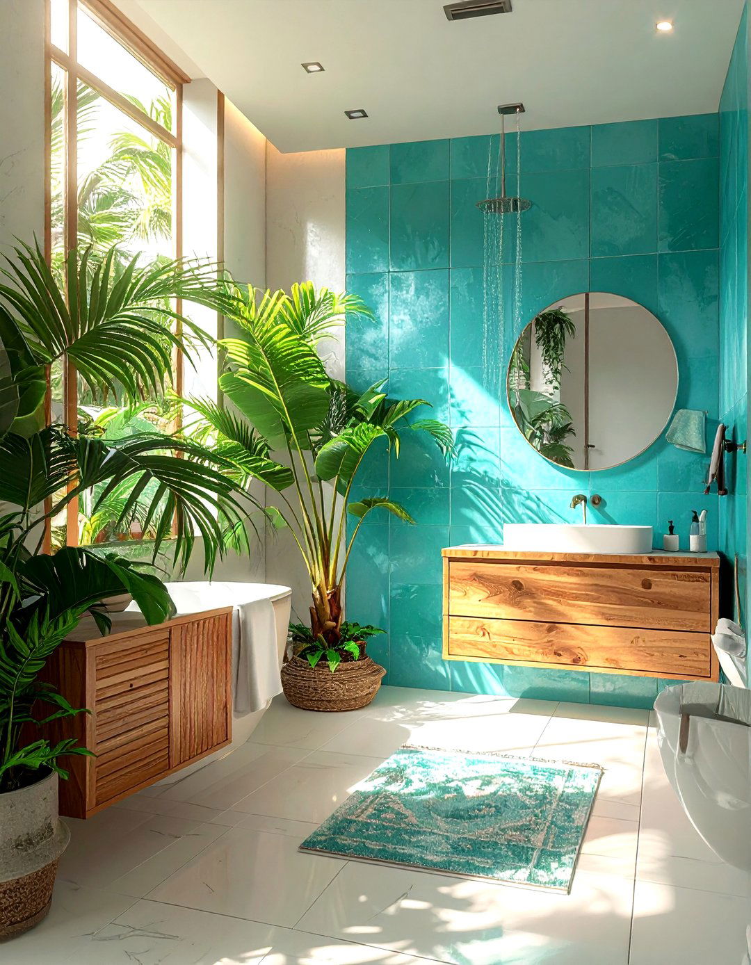 Tropical turquoise bathroom - 30 turquoise bathroom ideas
