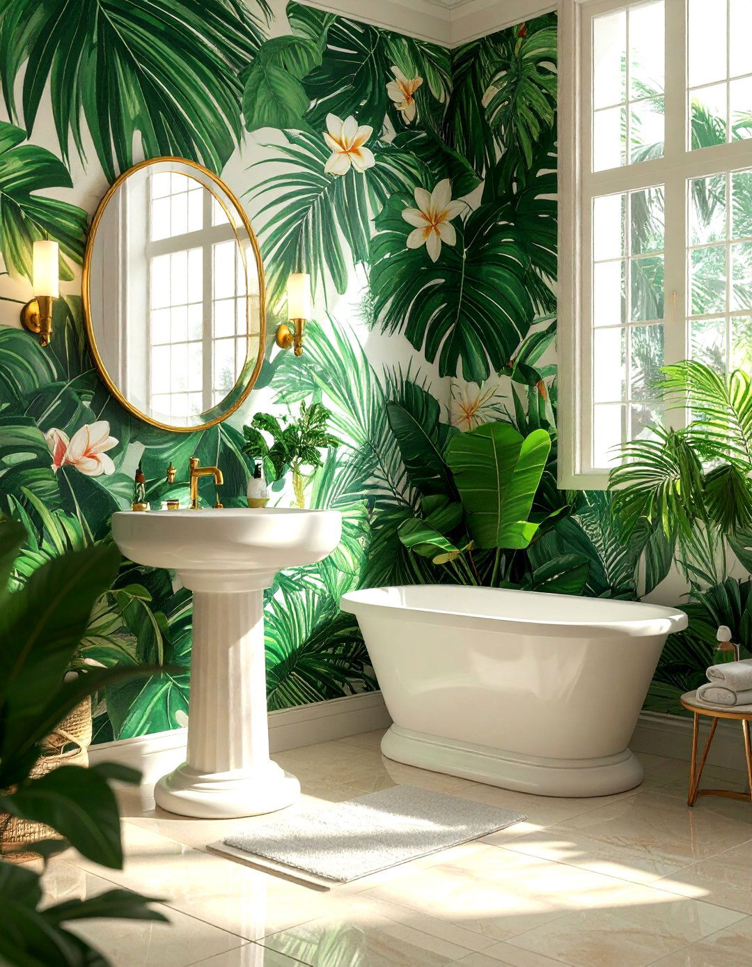 Tropical wallpaper bathroom - 30 tropical bathroom ideas