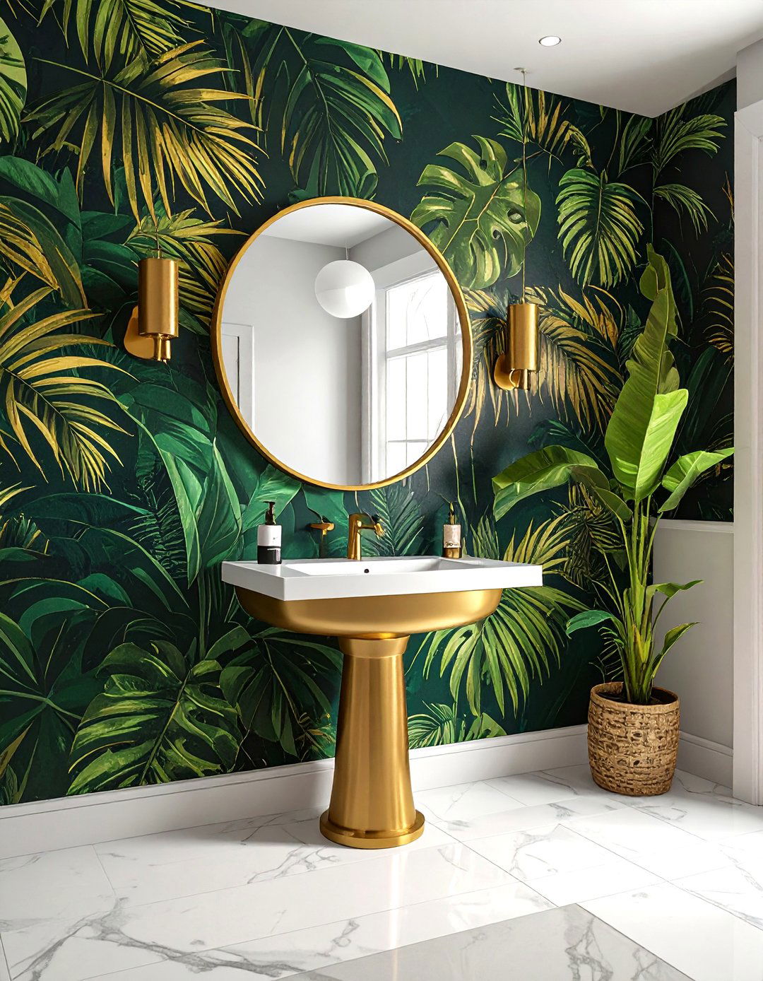Tropical wallpaper bathroom - 30 boho bathroom ideas