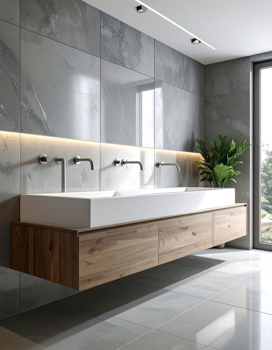 Trough Style Wall Sink - 30 wall-mounted sink ideas