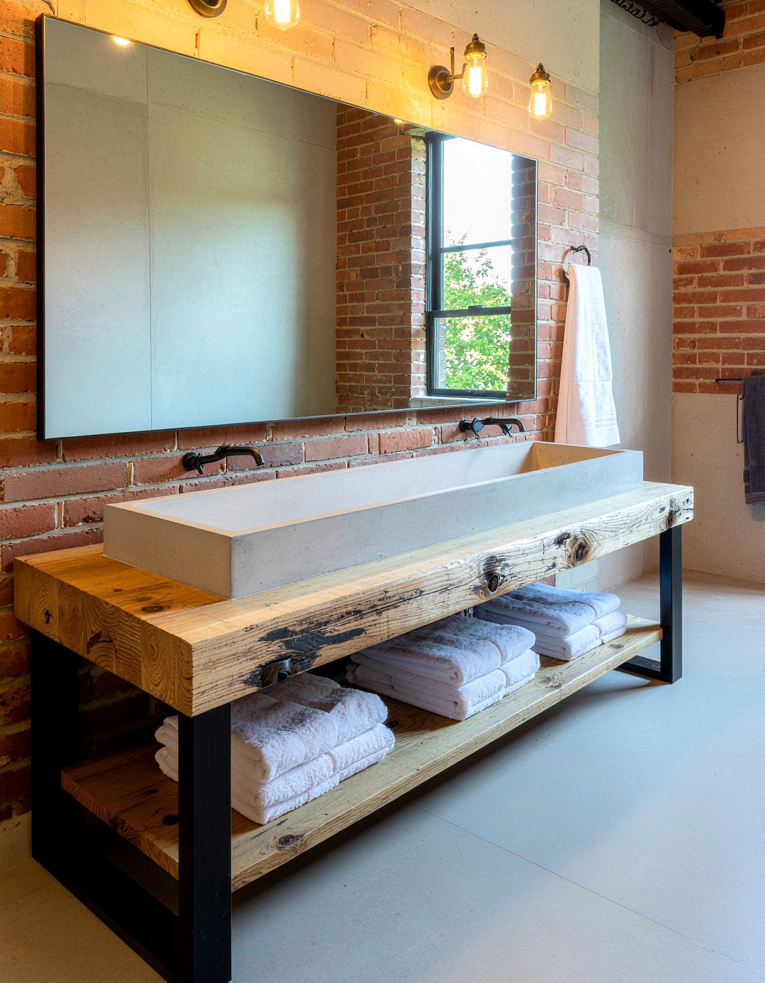 Trough sink wood vanity - 30 rustic bathroom vanity ideas