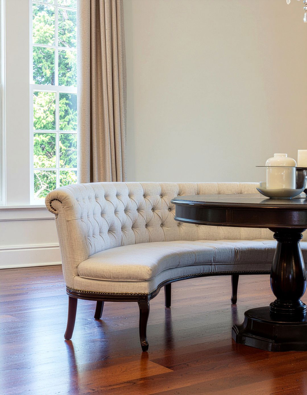Tufted Back Curved Dining Bench - 30 curved dining bench ideas