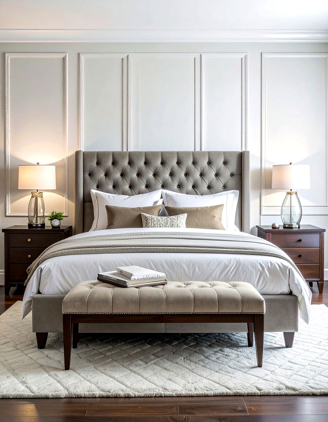 Tufted Headboard Bedroom - 30 transitional home decor ideas