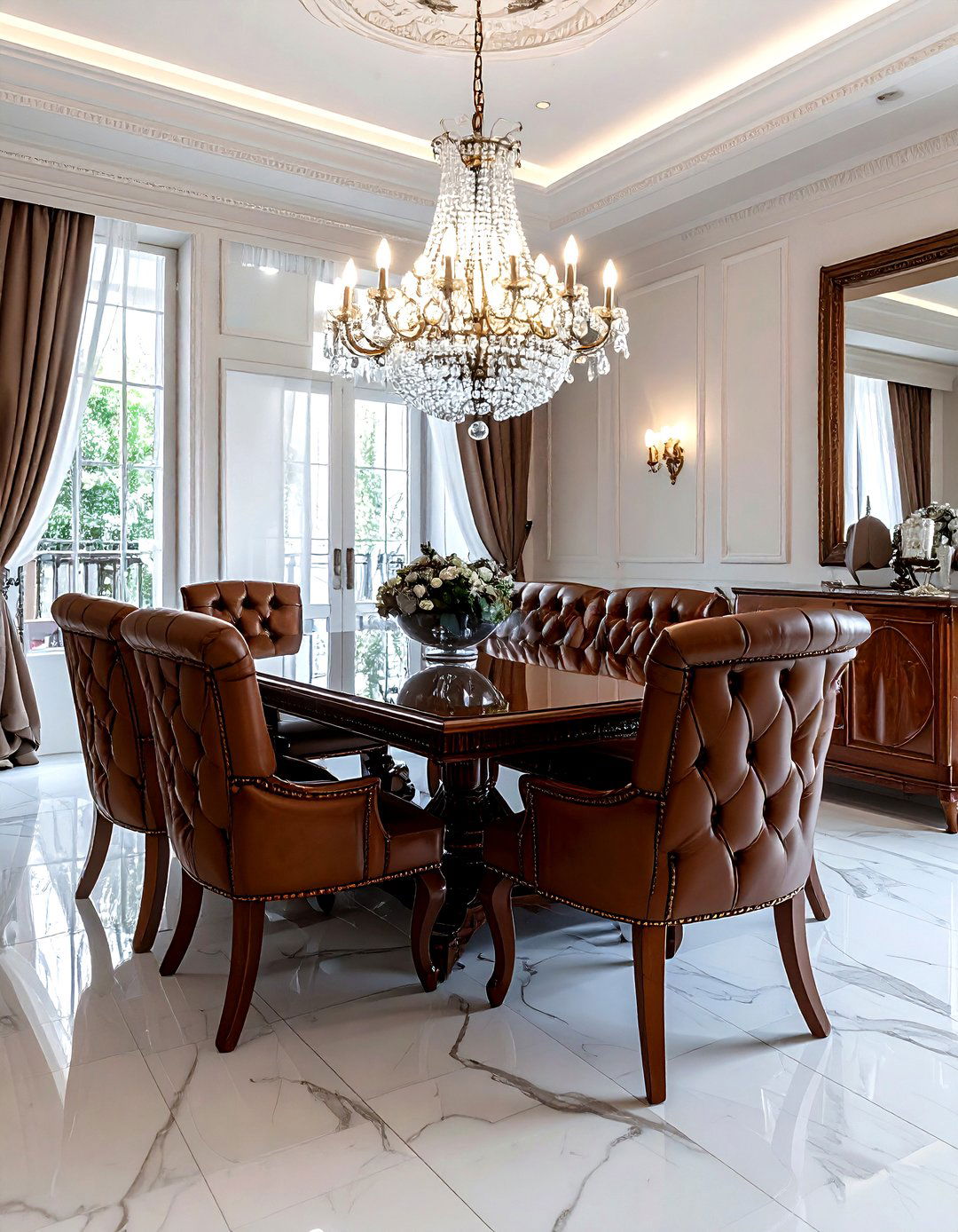 Tufted Leather Dining - 30 leather dining room ideas