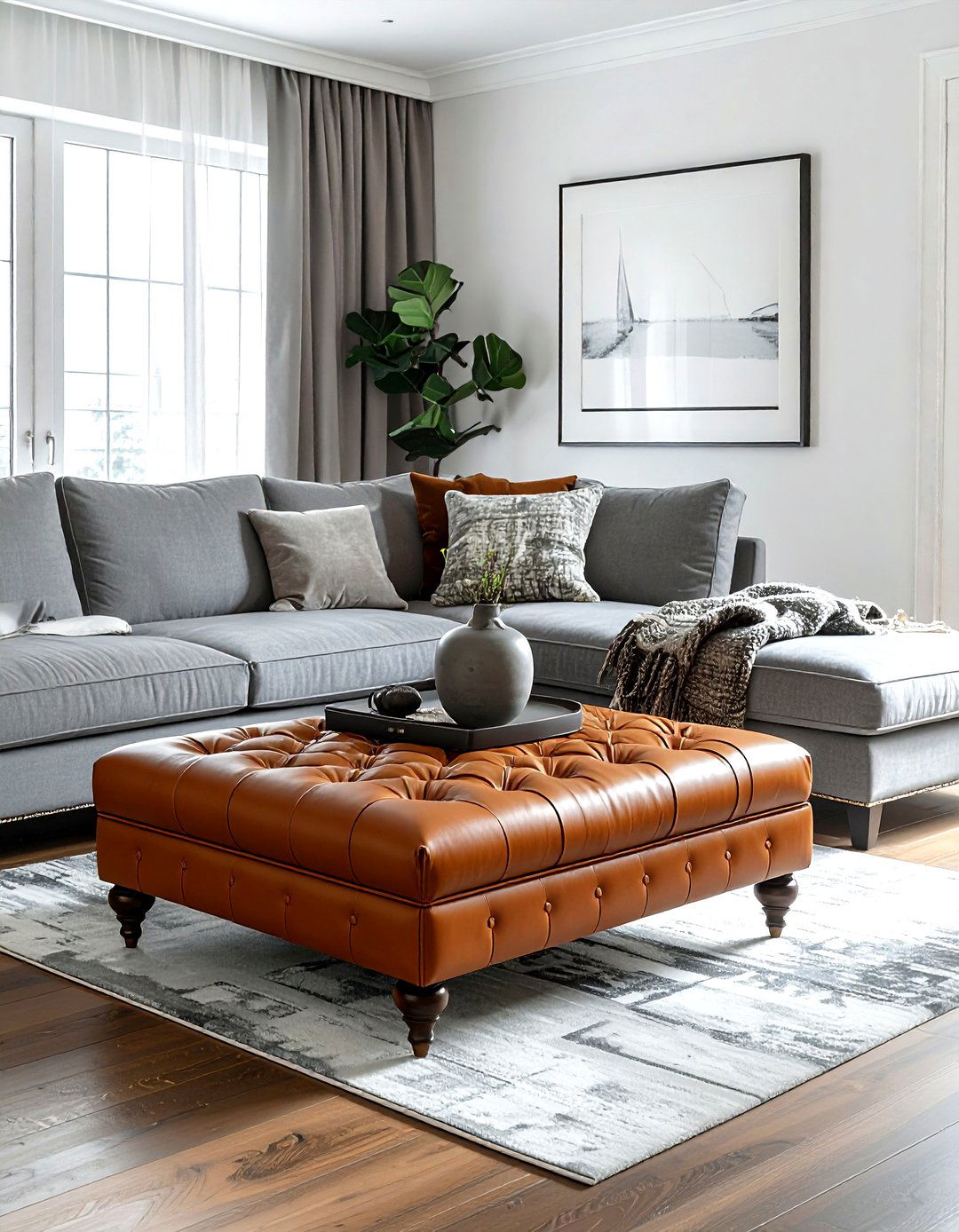 Tufted Leather Ottoman Living Room - 30 living room transitional furniture ideas
