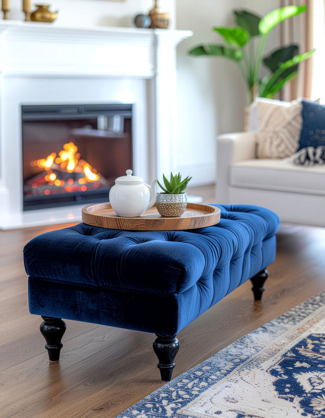 Tufted Ottoman Tray Decor - 30 living room tufted ottoman ideas