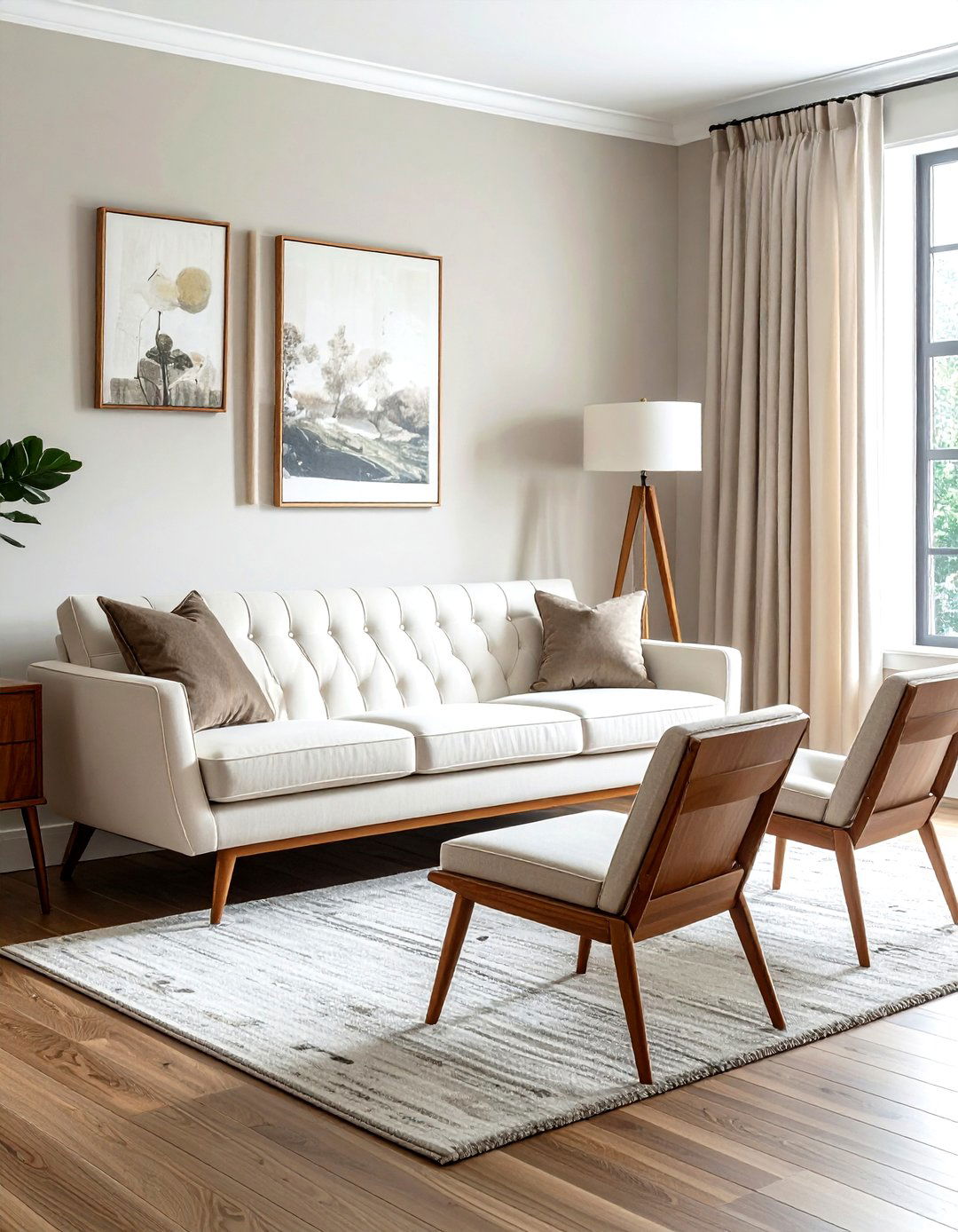 Tufted Sofa With Mid Century Chairs - 30 living room sofa and chairs ideas