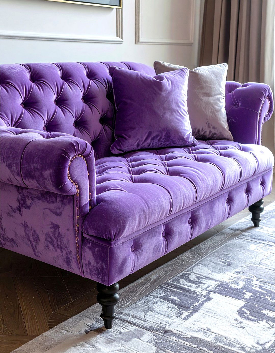 Tufted Velvet Bench - 30 soft texture living room ideas