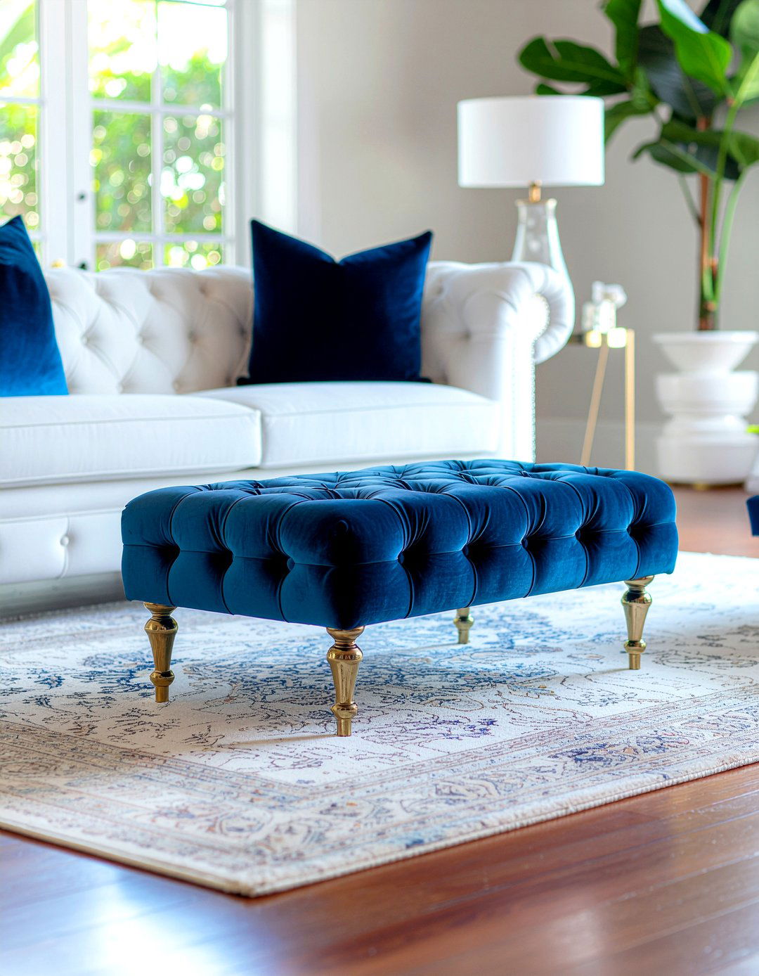 Tufted Velvet Ottoman - 30 living room ottoman coffee tables