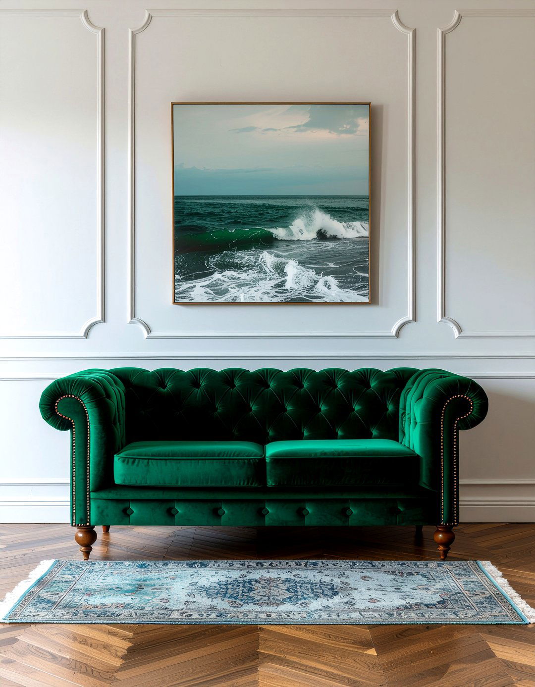 Tufted Velvet Settee - 30 living room French furniture ideas