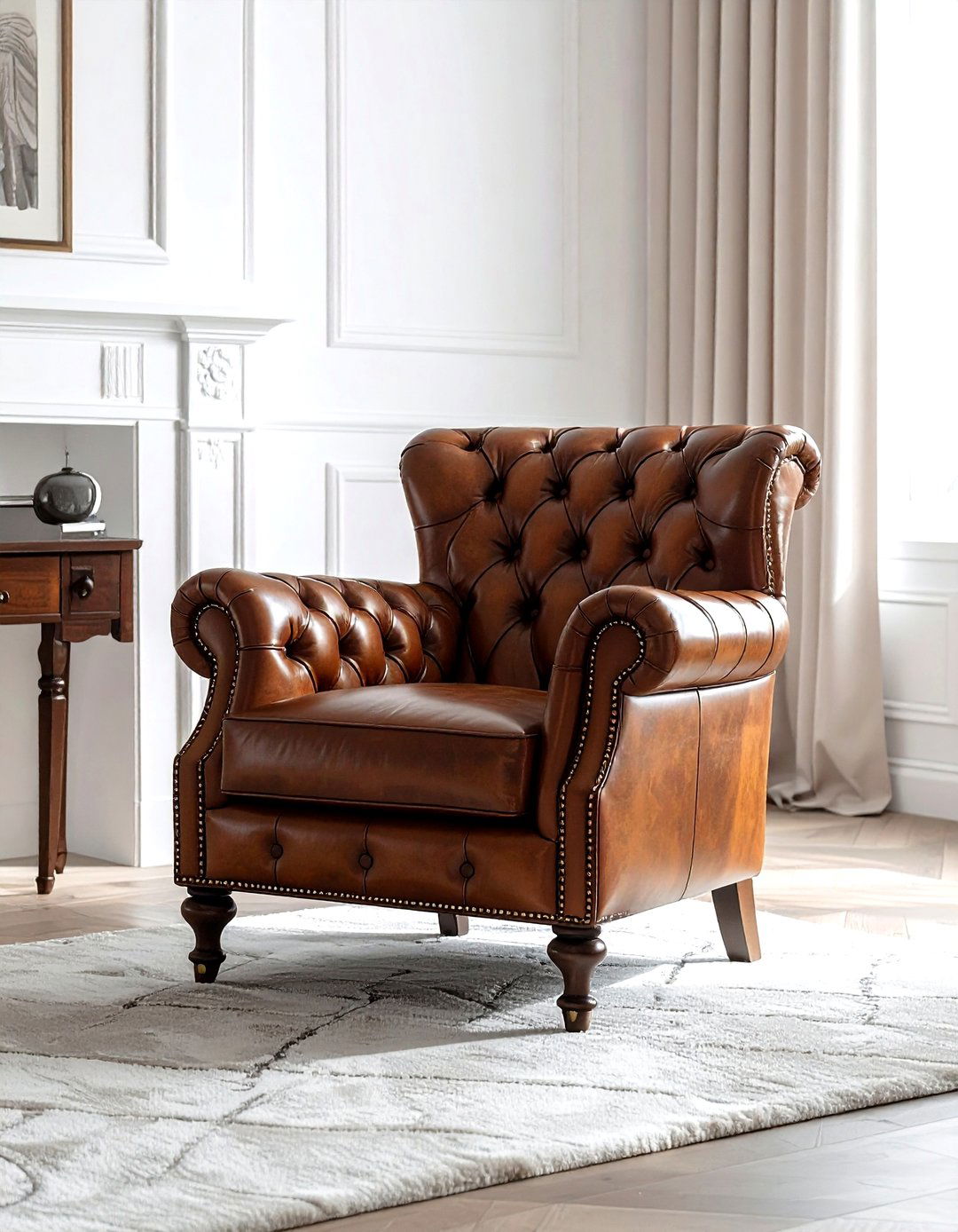 Tufted chesterfield chair - 30 living room side chair ideas