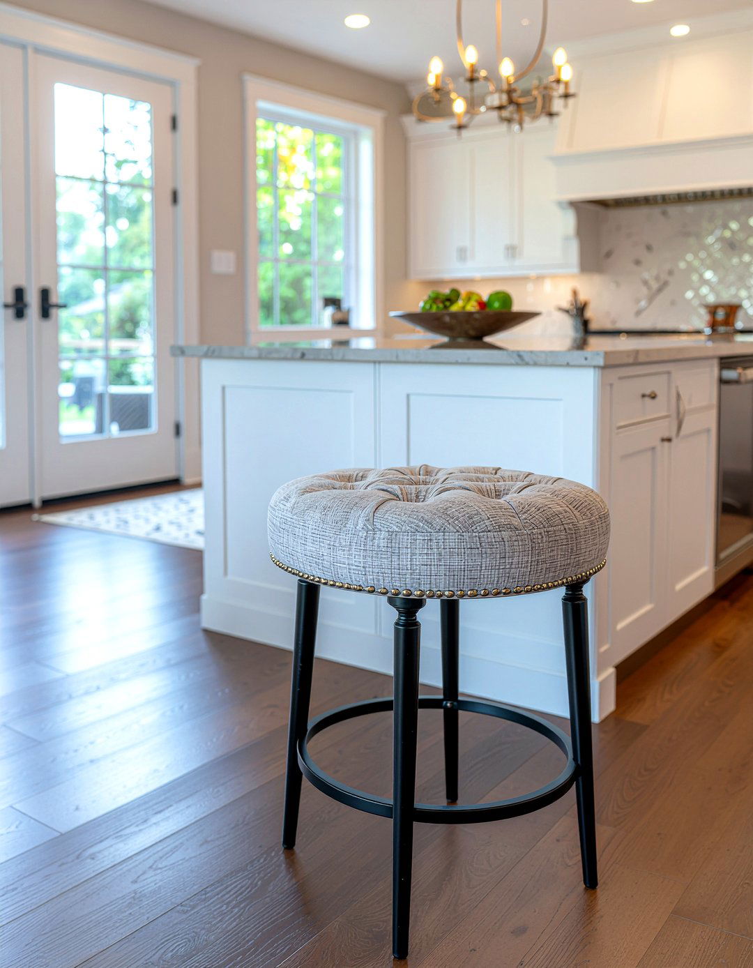 Tufted fabric bar stool - 30 kitchen bar stool ideas