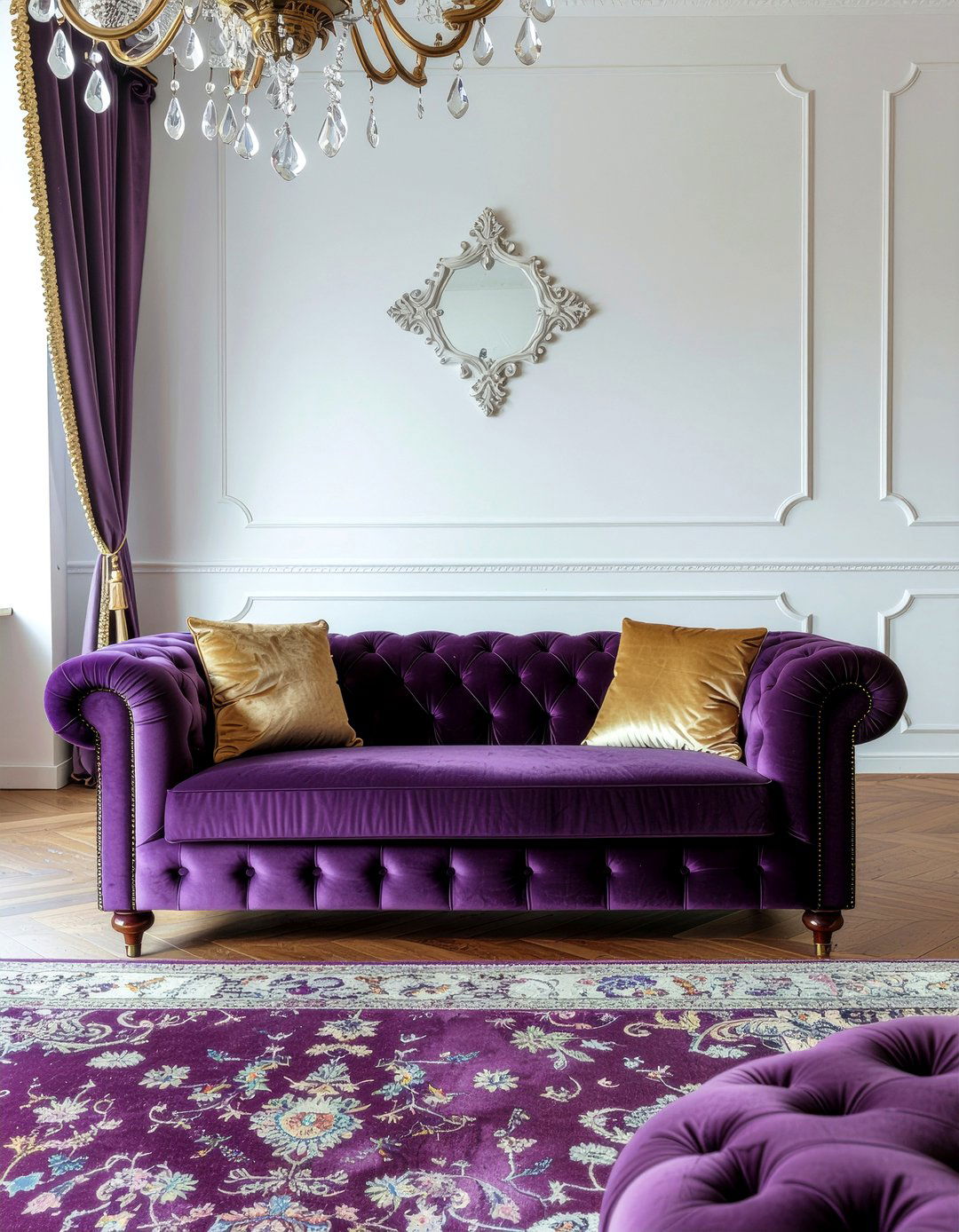 Tufted velvet lounge pit - 30 living room pit sofa ideas