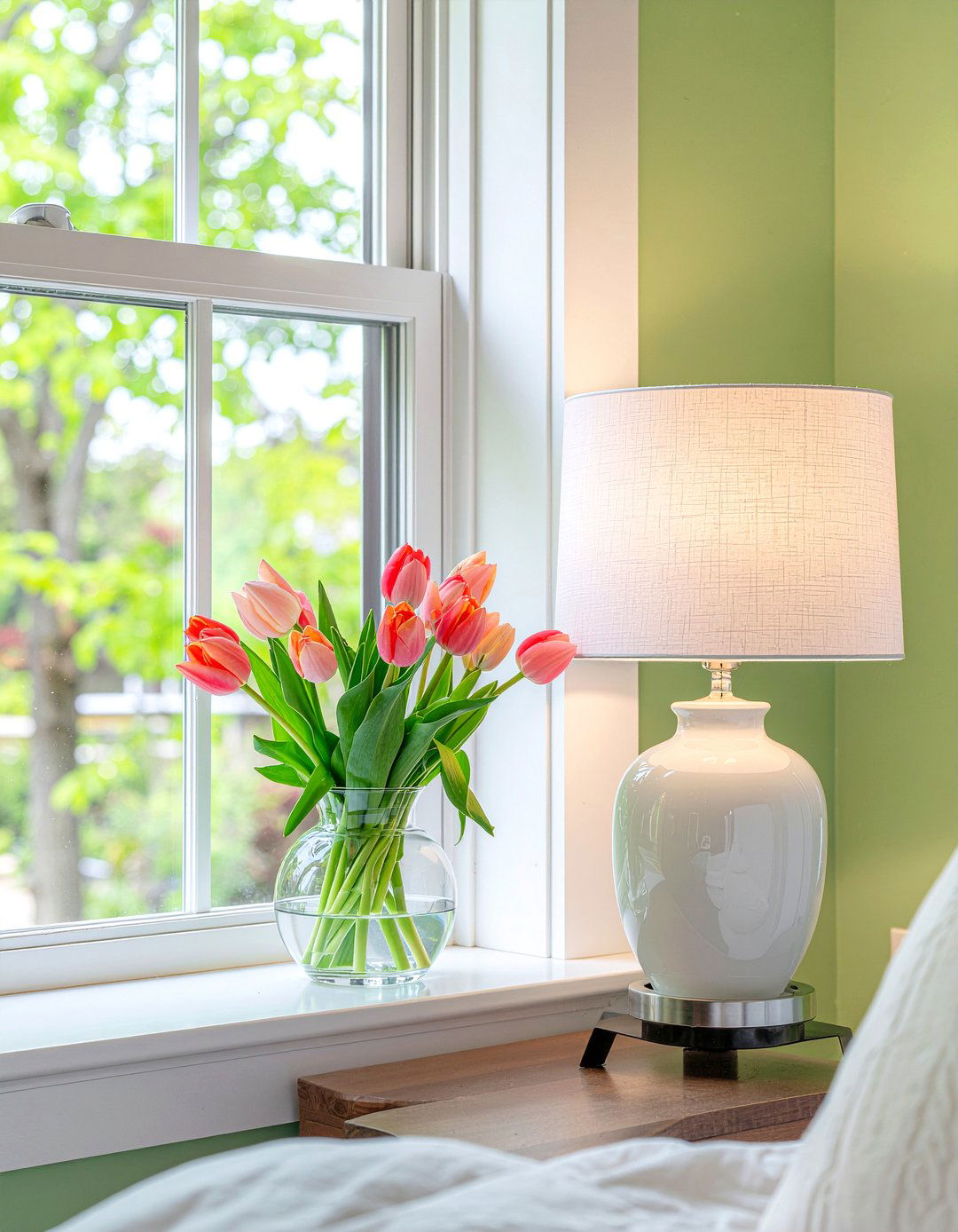 Tulip Bunch Glass Vase - 30 bedroom flower arrangements