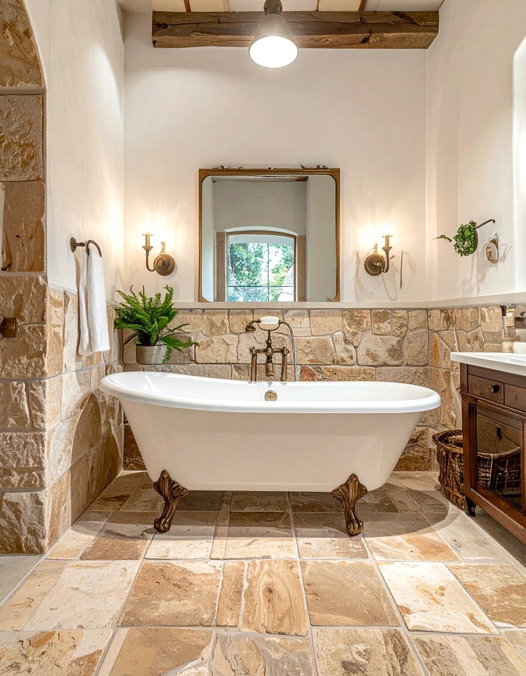 Tumbled Stone Bathroom - 30 natural stone bathroom ideas