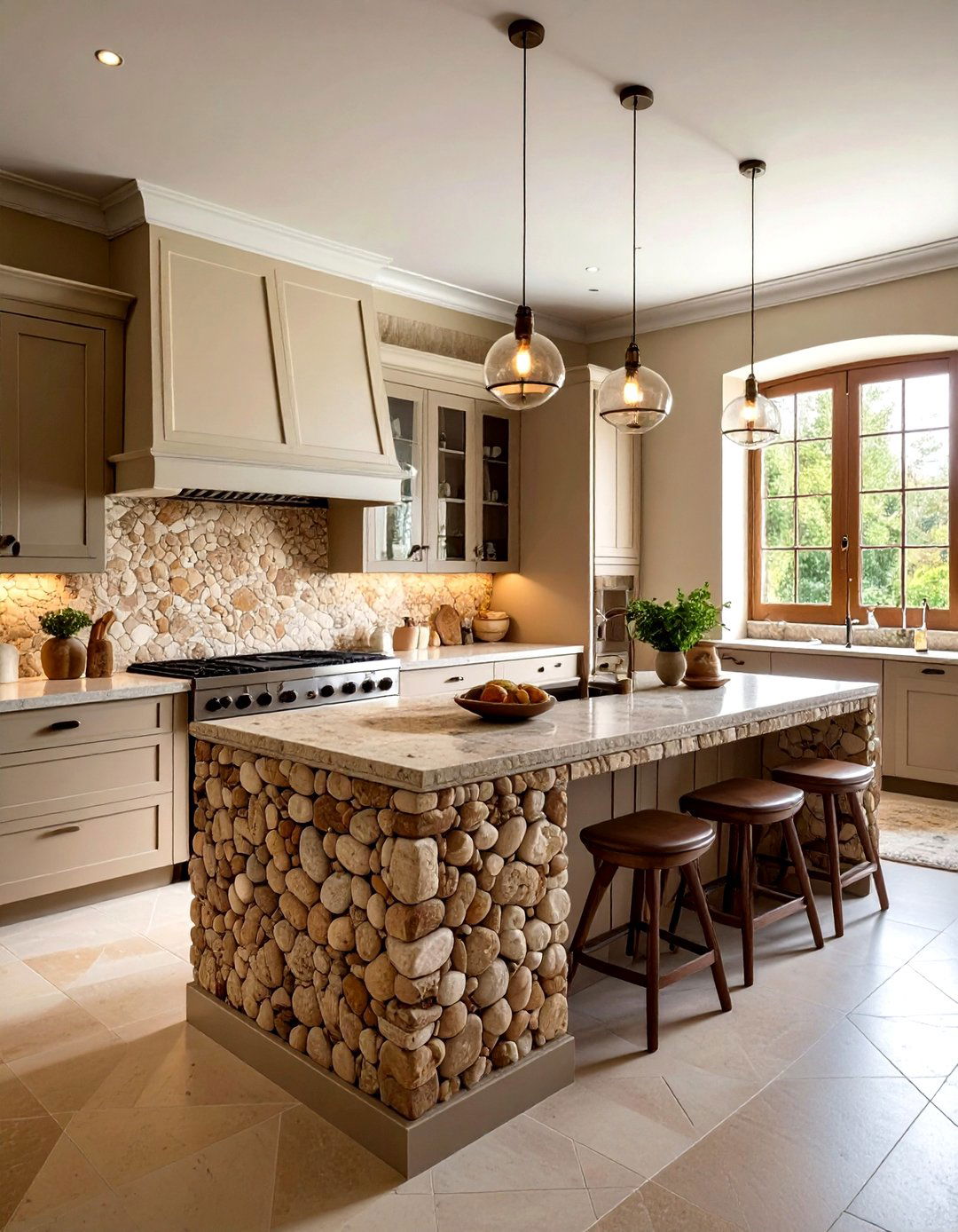 Tumbled stone backsplash - 30 textured kitchen ideas