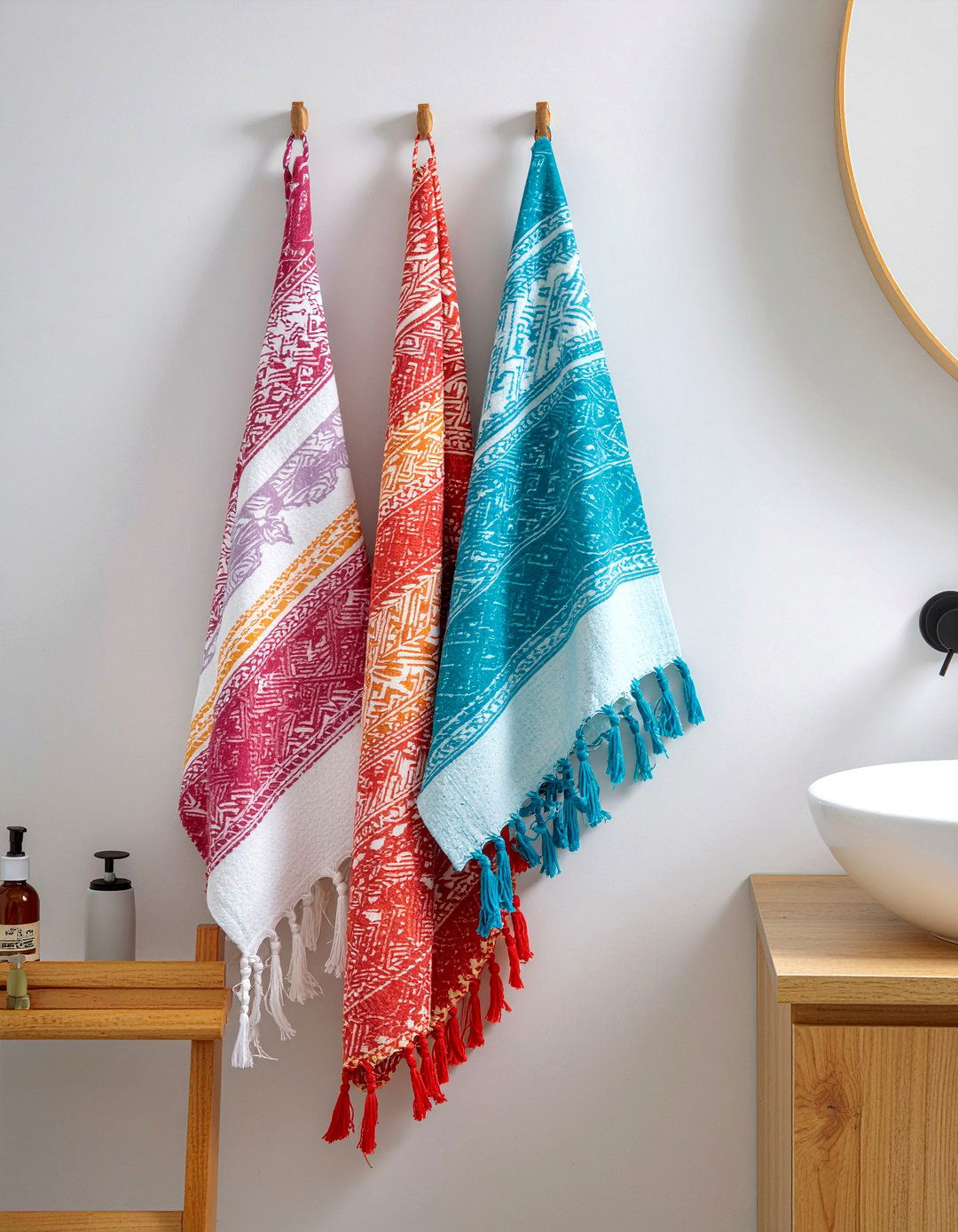Turkish Towels On Hooks - 30 bathroom towel styling ideas