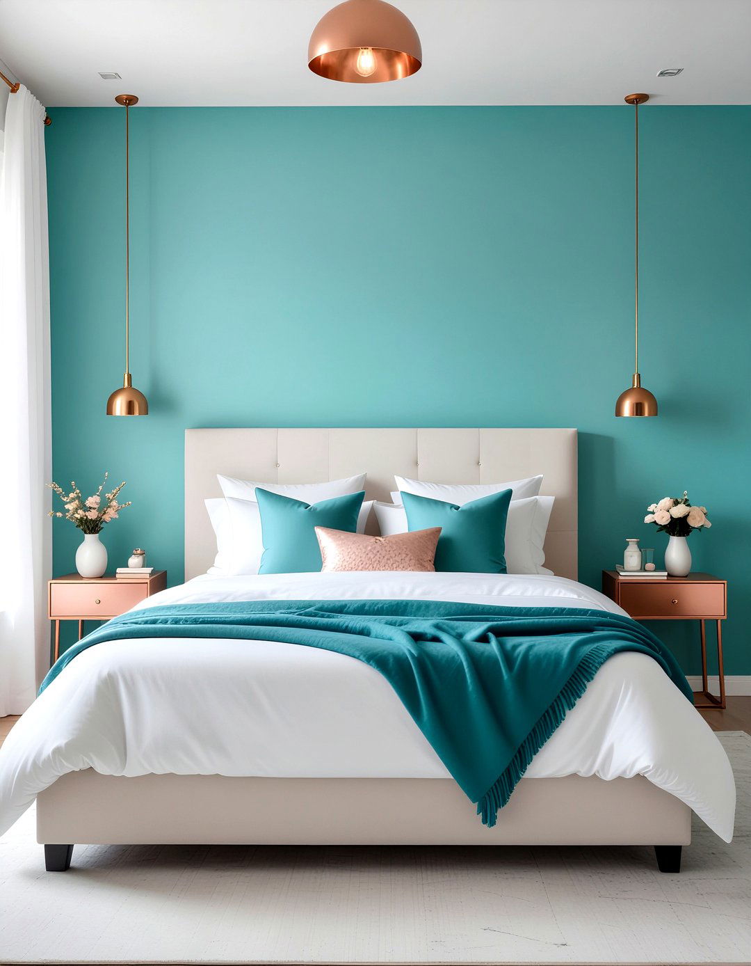 Turquoise Accent Wall - 30 Mexican bedroom ideas