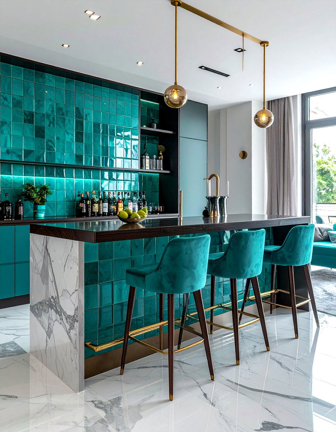Turquoise Bar Area - 30 turquoise decor ideas