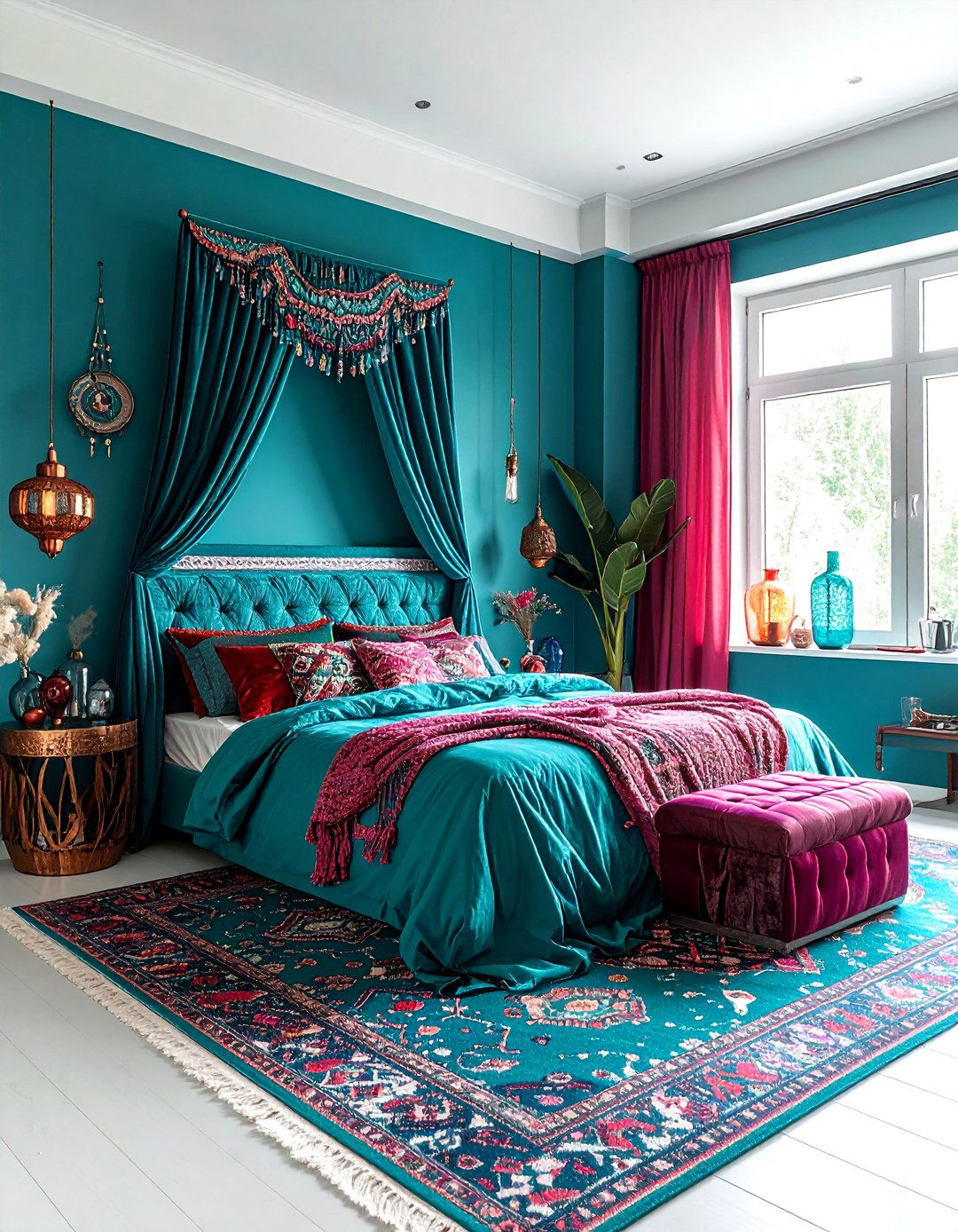 Turquoise Bohemian Style - 30 bohemian blue bedroom ideas