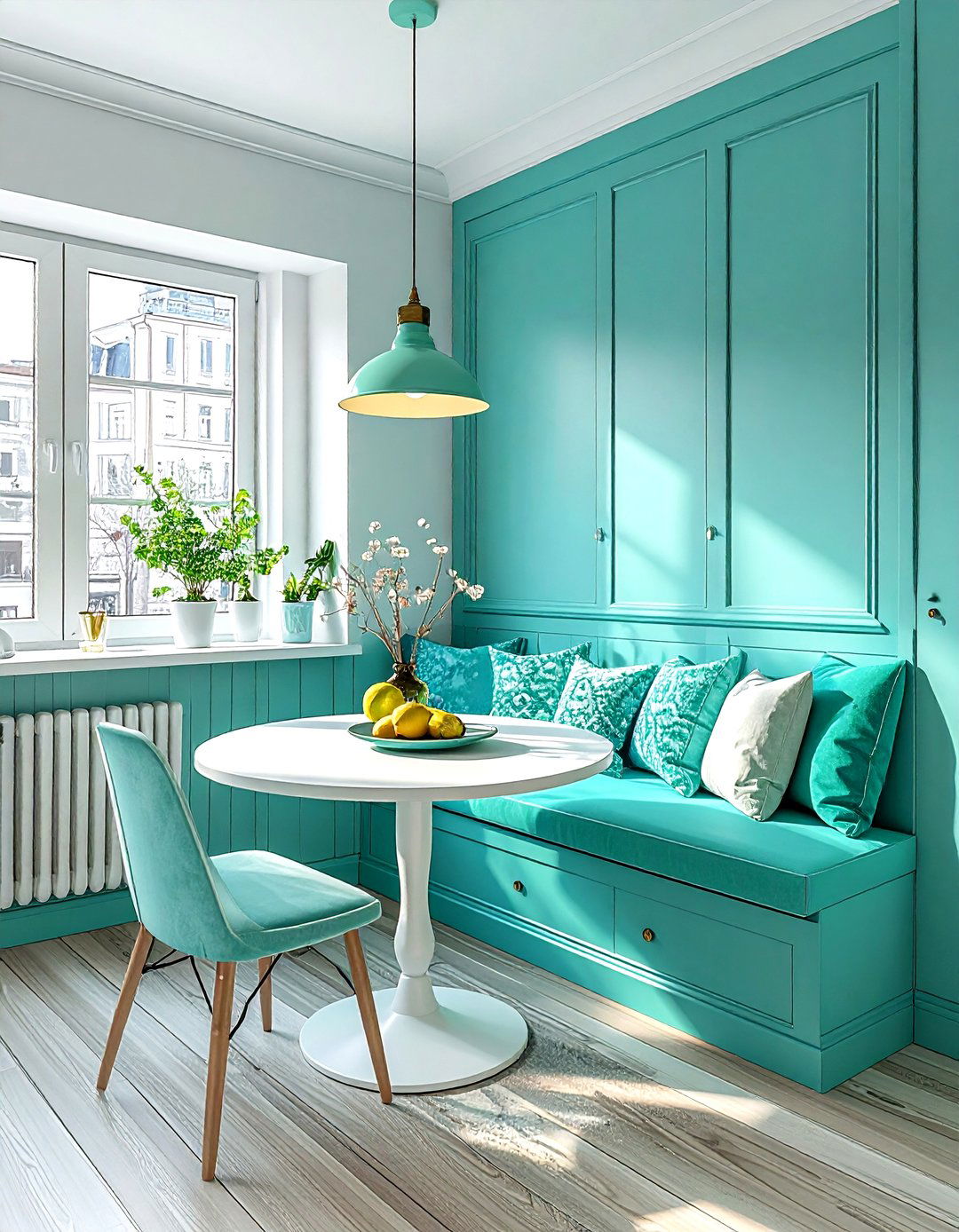 Turquoise Breakfast Nook - 30 turquoise decor ideas