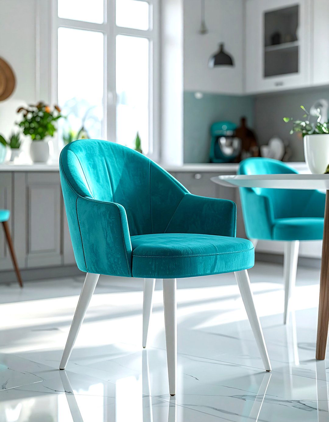 Turquoise Dining Chair - 30 colorful dining chair ideas
