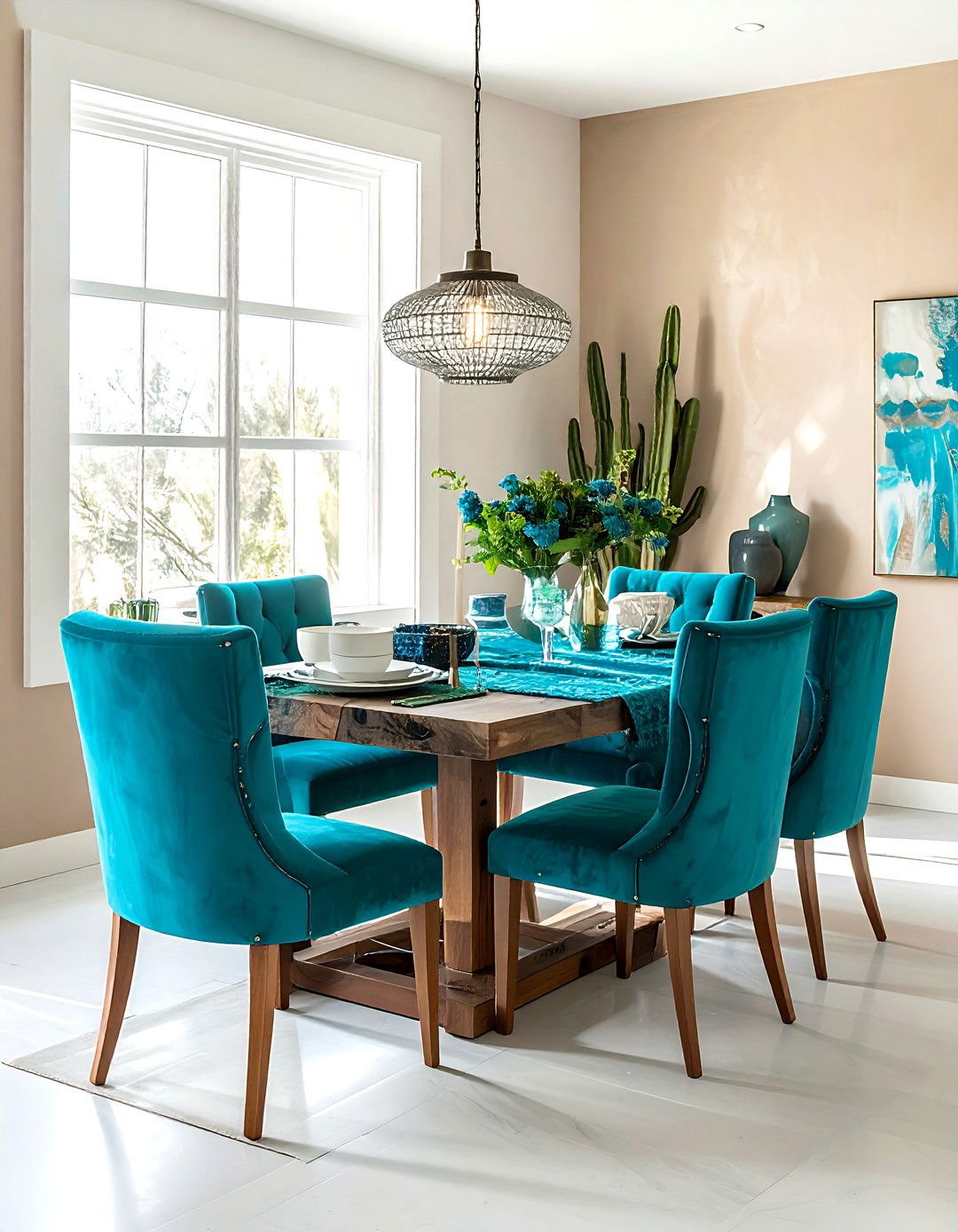 Turquoise Dining Room Accents - 30 Santa Fe dining room ideas