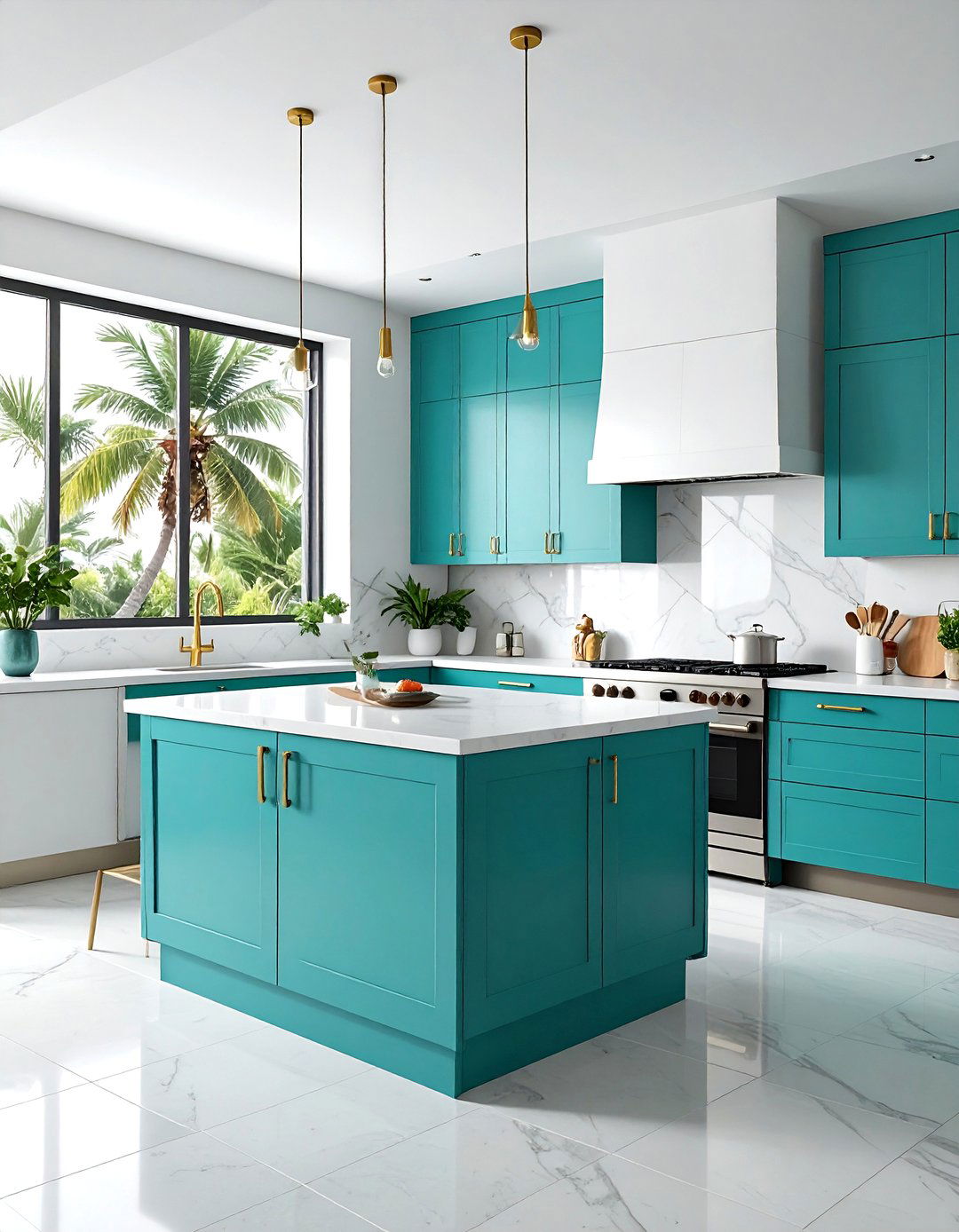 Turquoise Kitchen Cabinets - 30 Palm Springs decor ideas
