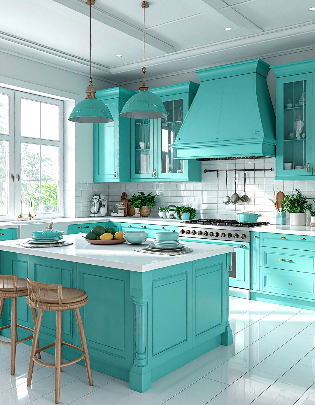 Turquoise Kitchen Decor - 30 coastal cottage kitchen ideas